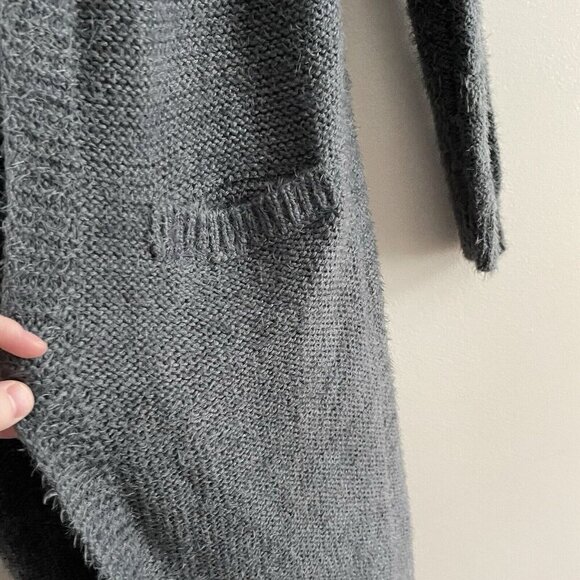 Room 34 Women M Gray Alpaca Blend Knit Open Front Duster Eyelash Cardigan NWT - Picture 3 of 11